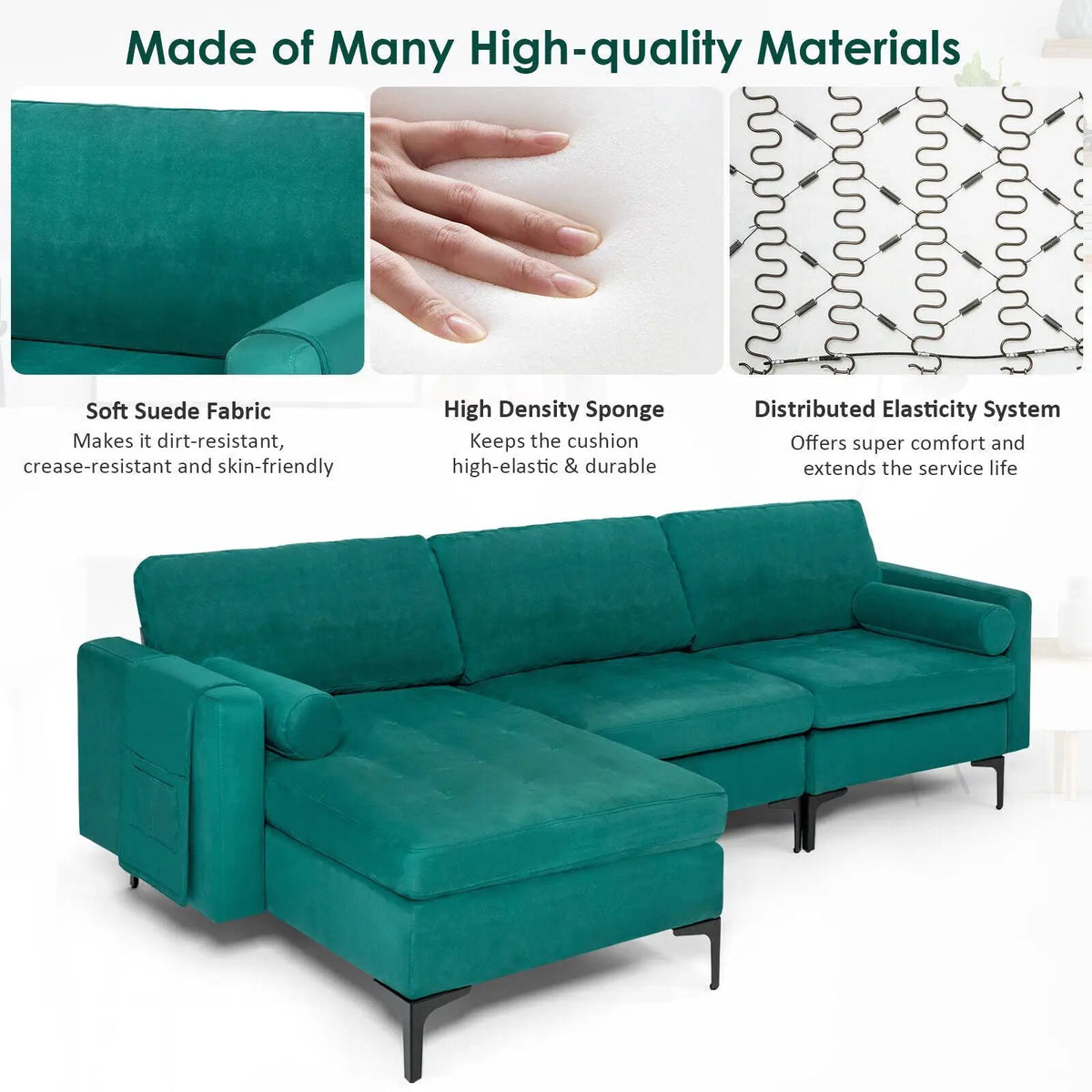 3-Seat L-Shaped Sectional Sofa with USB Ports & Storage, photo 5 of 24