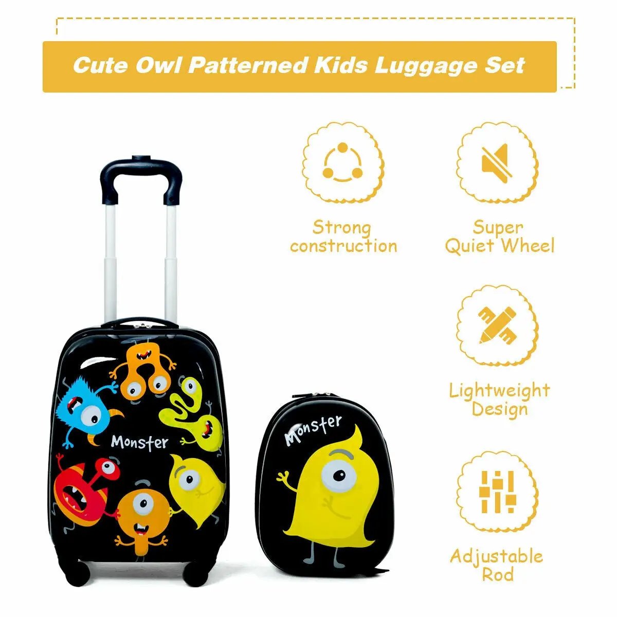2 Pieces Kids Luggage Set 12 Inch Backpack and 16 Inch Rolling Suitcase by DirectDeals