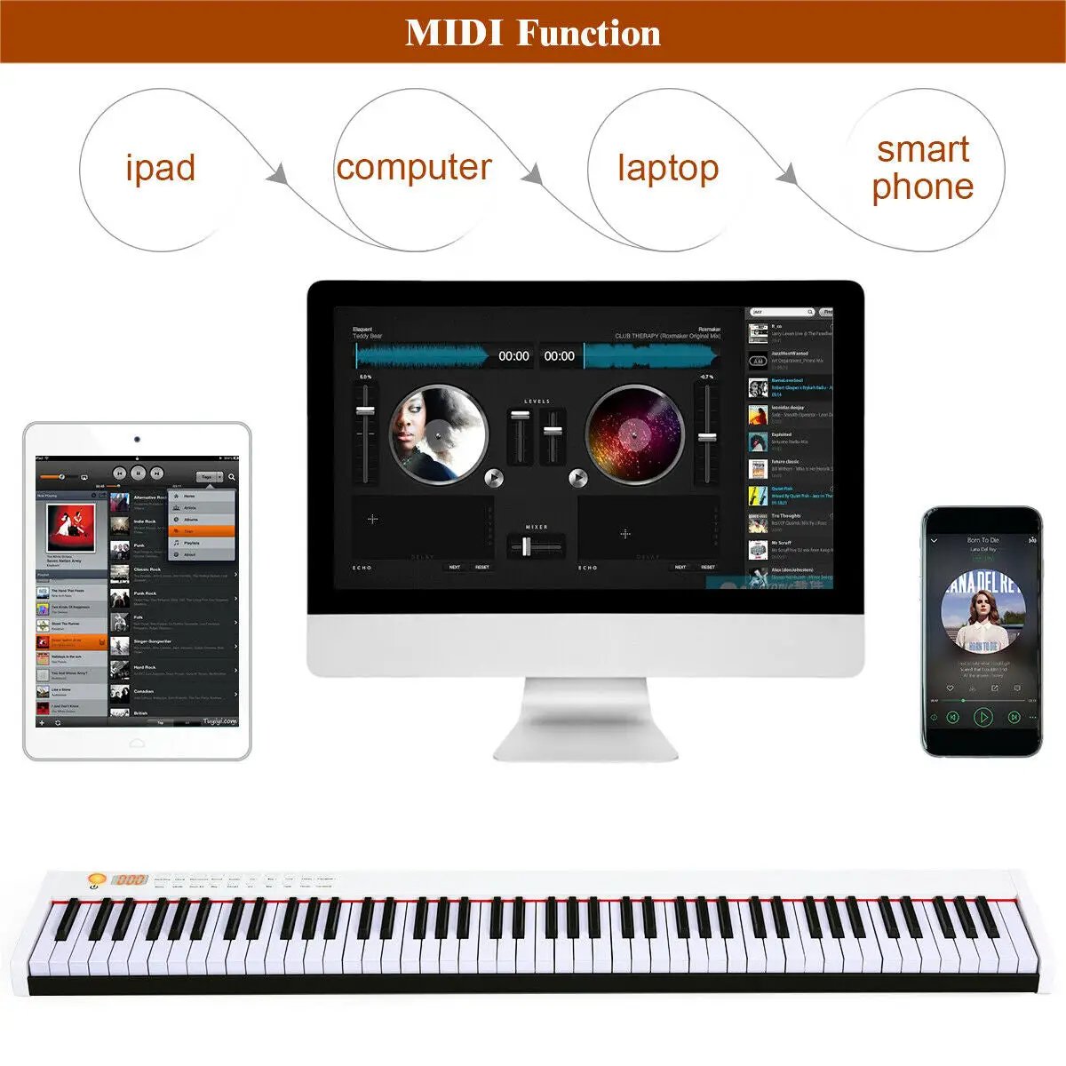 88-Key Portable Full-Size Semi-weighted Digital Piano Keyboard by DirectDeals