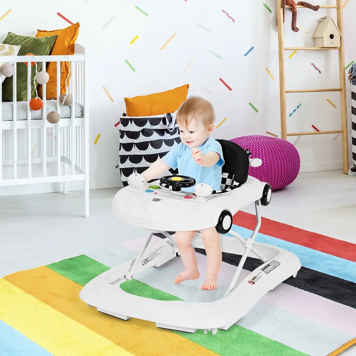 2-in-1 Foldable Baby Walker with Music Player and Lights by DirectDeals