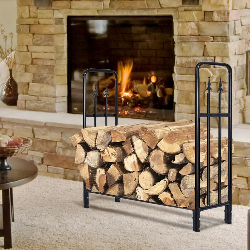 4 Feet Outdoor Heavy Duty Steel Firewood Wood Storage Rack by DirectDeals