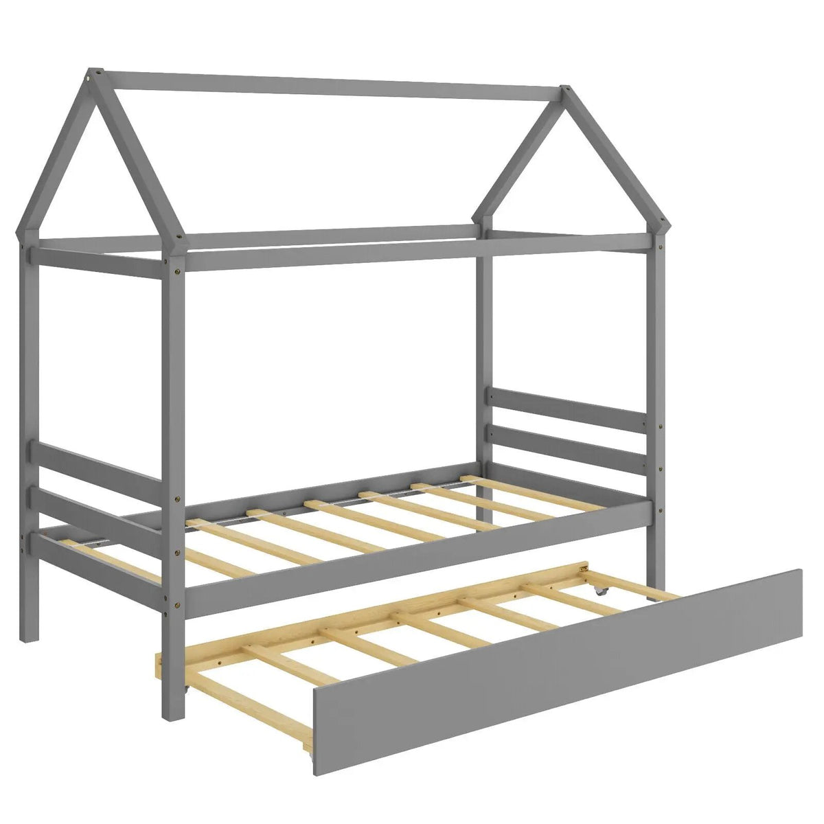 Kids Platform Bed Frame with Roof for Bedroom, photo 3 of 9