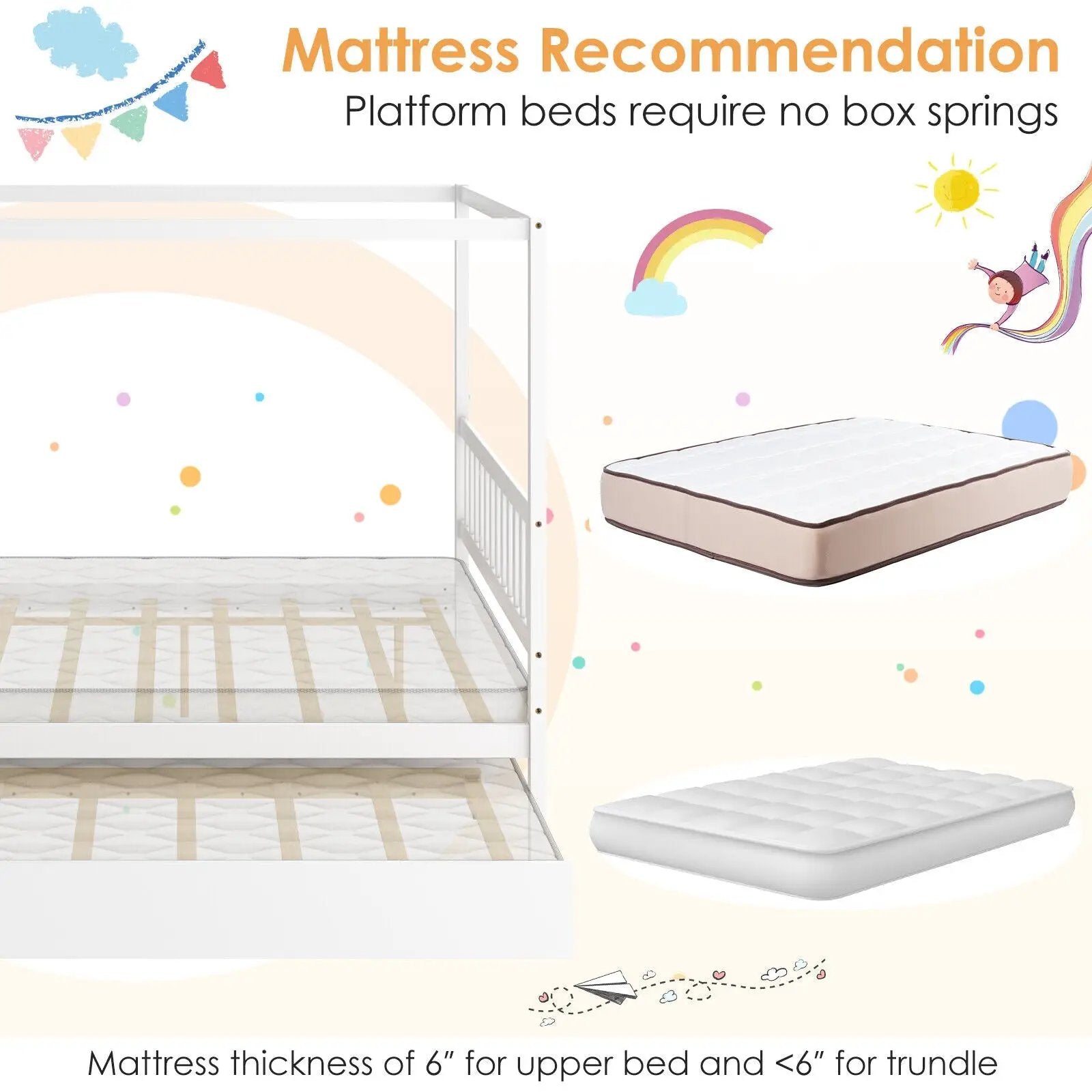 Full Size Canopy Bed with Trundle Wooden Platform Bed Frame Headboard by DirectDeals