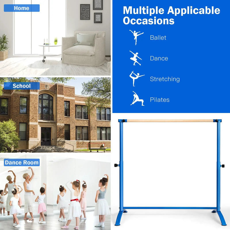 51 Inch Ballet Barre Bar with 4-Position Adjustable Height by DirectDeals