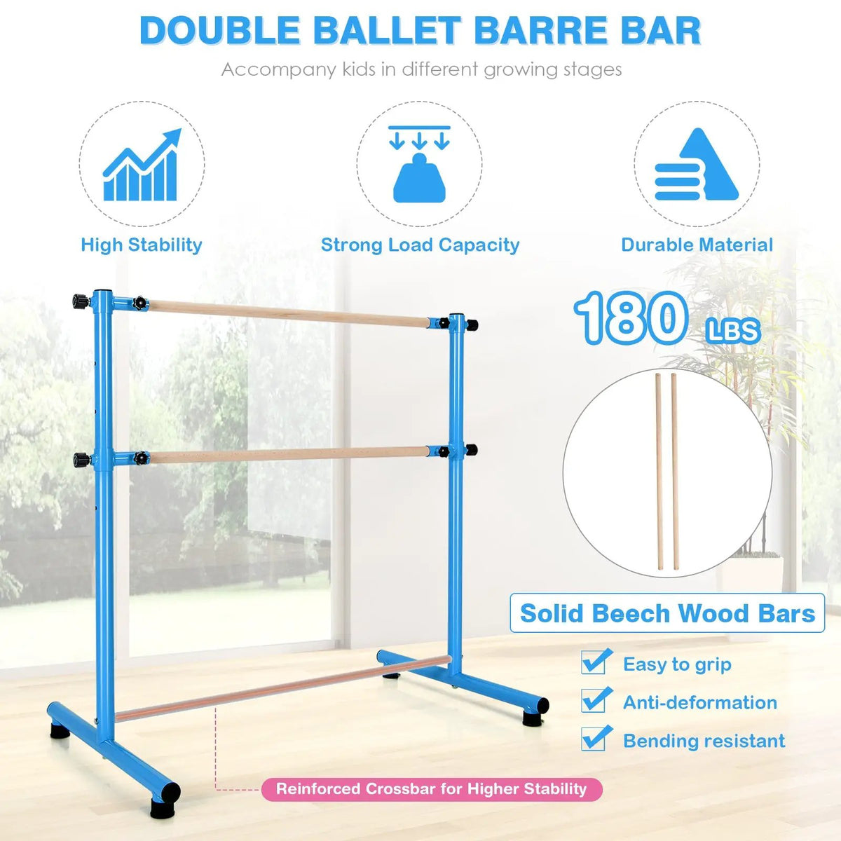 47 Inch Double Ballet Barre with Anti-Slip Footpads, photo 15 of 24
