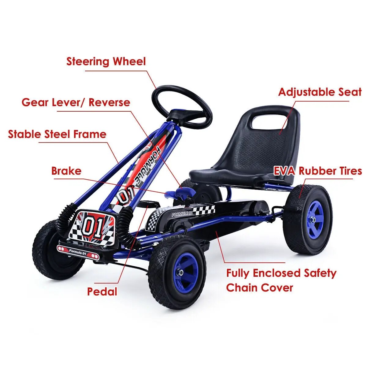 4 Wheels Kids Ride On Pedal Powered Bike Go Kart Racer Car Outdoor Play Toy, photo 4 of 11