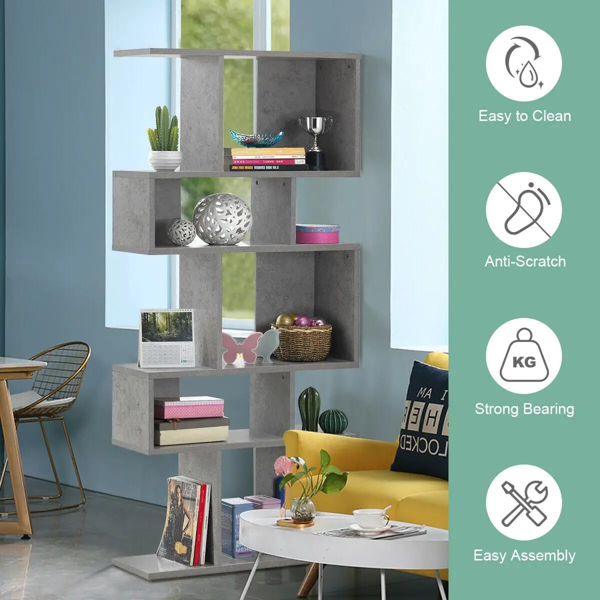 5 Cubes Ladder Shelf Corner Bookshelf Display Rack Bookcase, photo 3 of 10