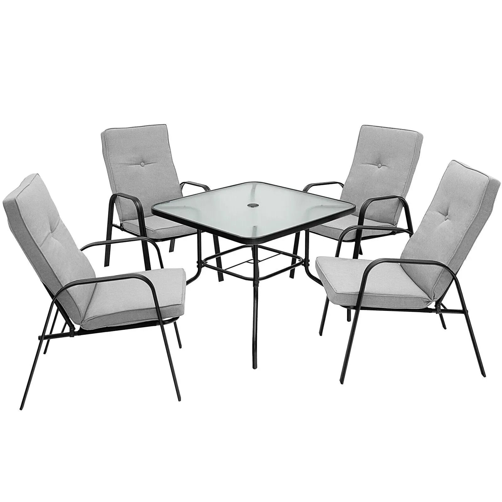 4 Patio Dining Stackable Chairs Set with High-Back Cushions by DirectDeals