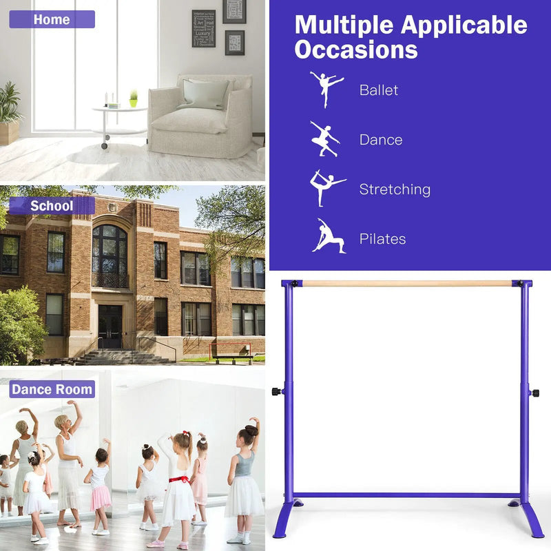 51 Inch Ballet Barre Bar with 4-Position Adjustable Height by DirectDeals
