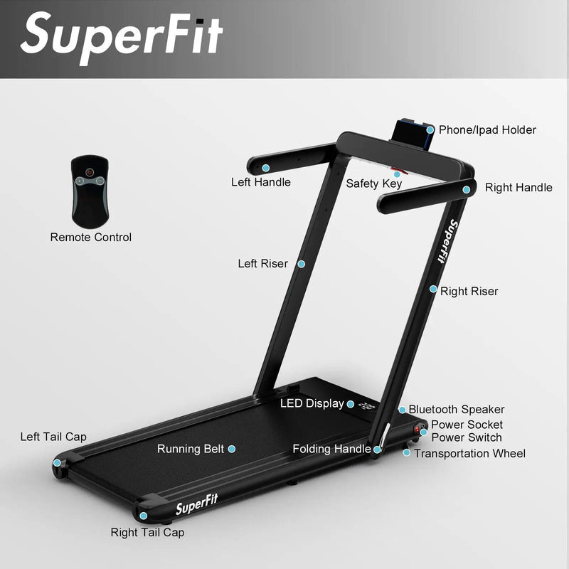 2.25HP 2 in 1 Folding Treadmill with APP Speaker Remote Control by DirectDeals