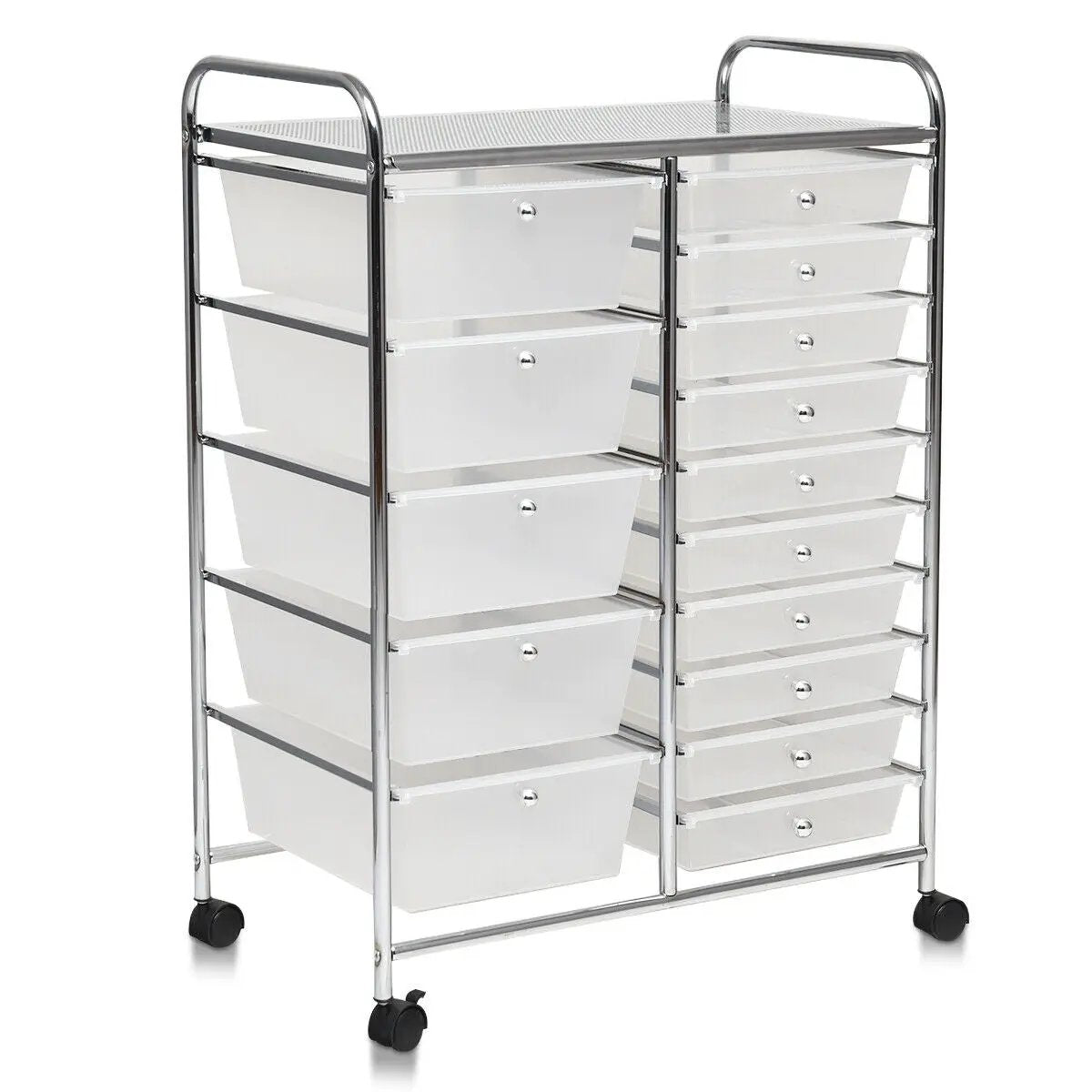 15-Drawer Utility Rolling Cart with Drawers Multi-Use Storage-Icecream Multicolor, photo 10 of 21