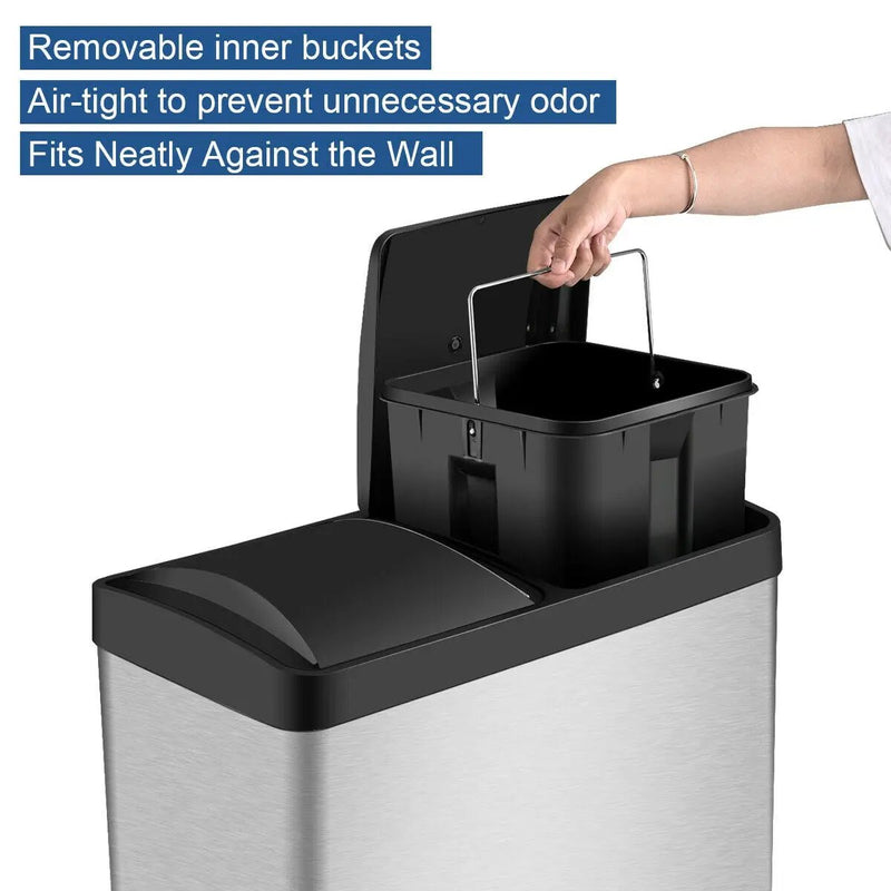 16 Gallon Dual Step Stainless Steel Double Bucket Trash Can by DirectDeals
