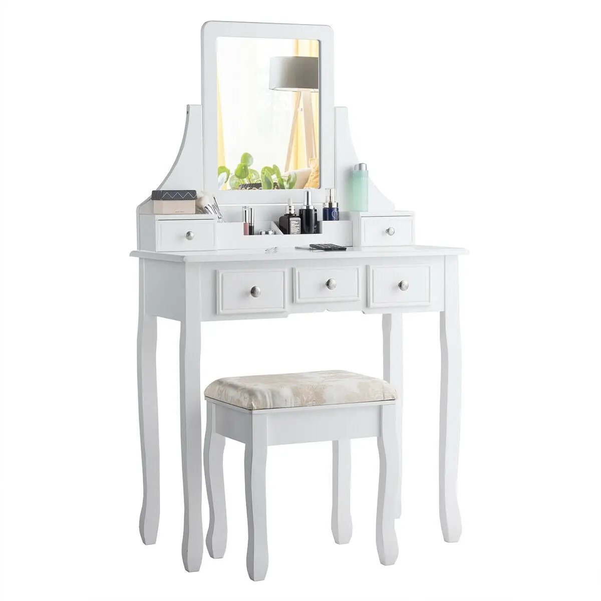 5 Drawers Removable Box Makeup Dressing Vanity Set by DirectDeals