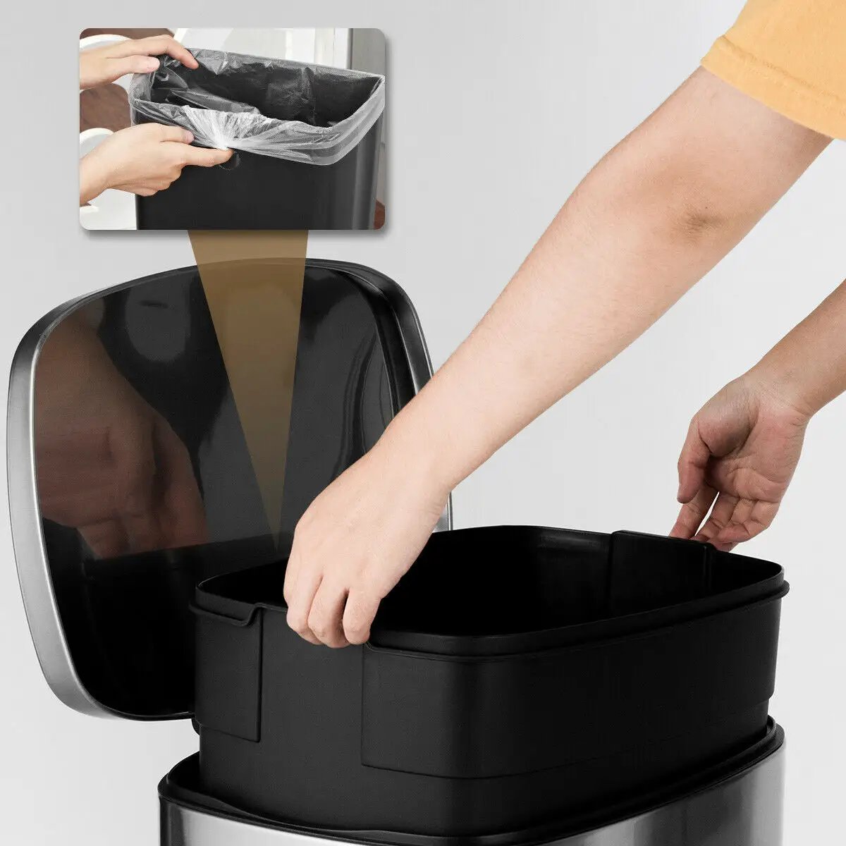 13.2 Gallon Stainless Steel Trash Garbage Can with Bucket by DirectDeals