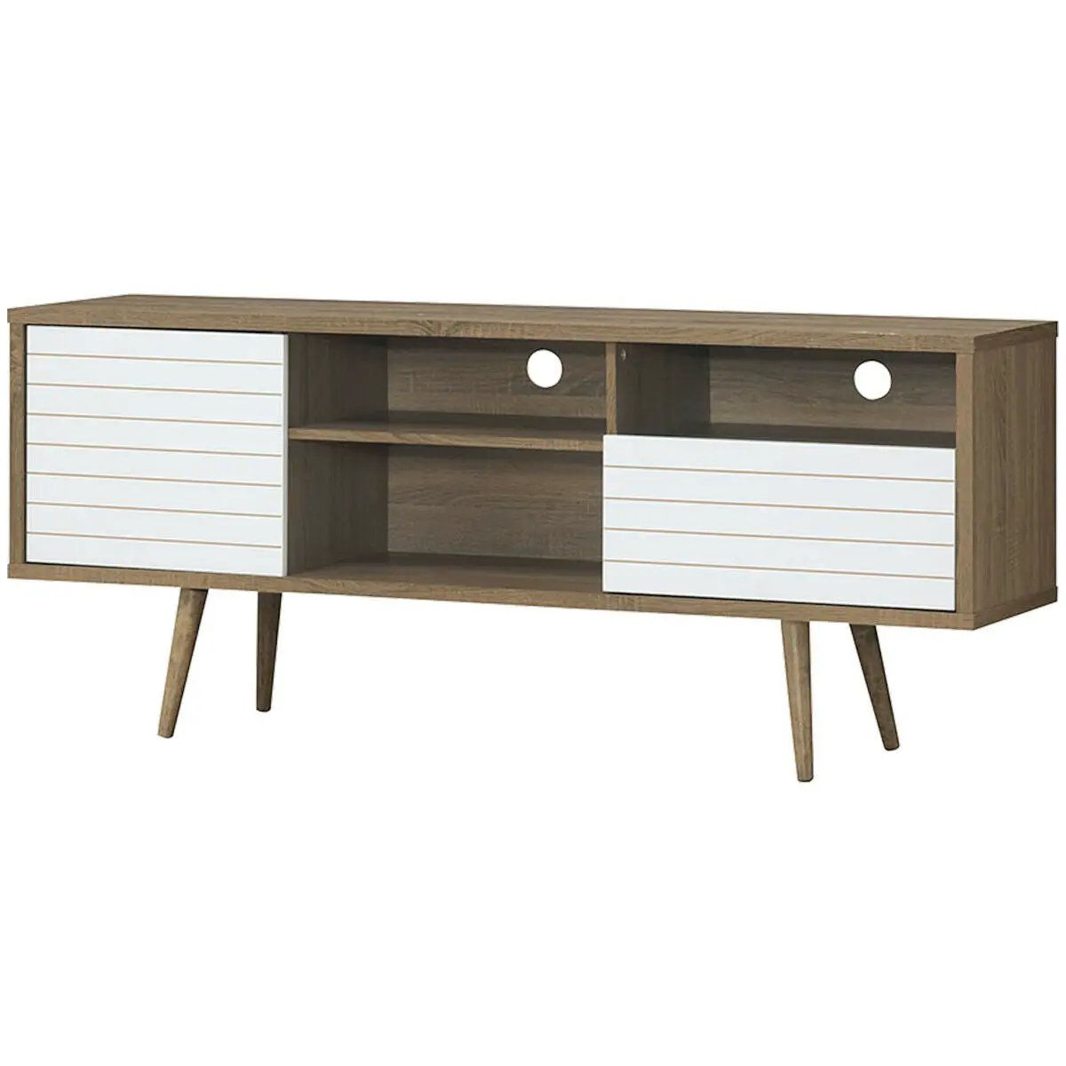 Mid-Century Modern TV Stand for TVs up to 65 Inch with Storage Shelves by DirectDeals