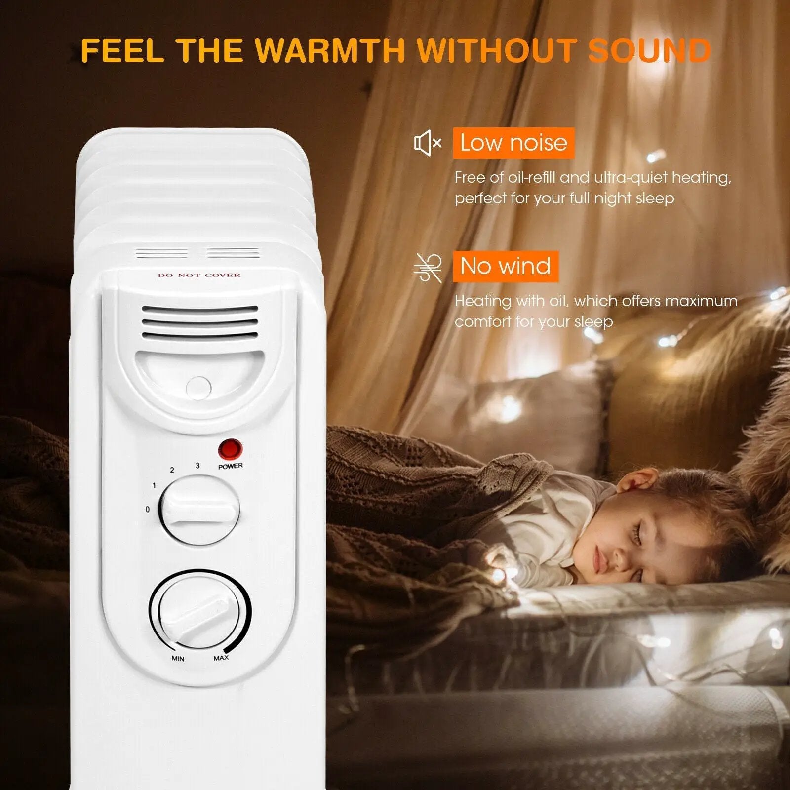 1500W Electric Space Heater with 3 Heat Settings and Safe Protection by DirectDeals