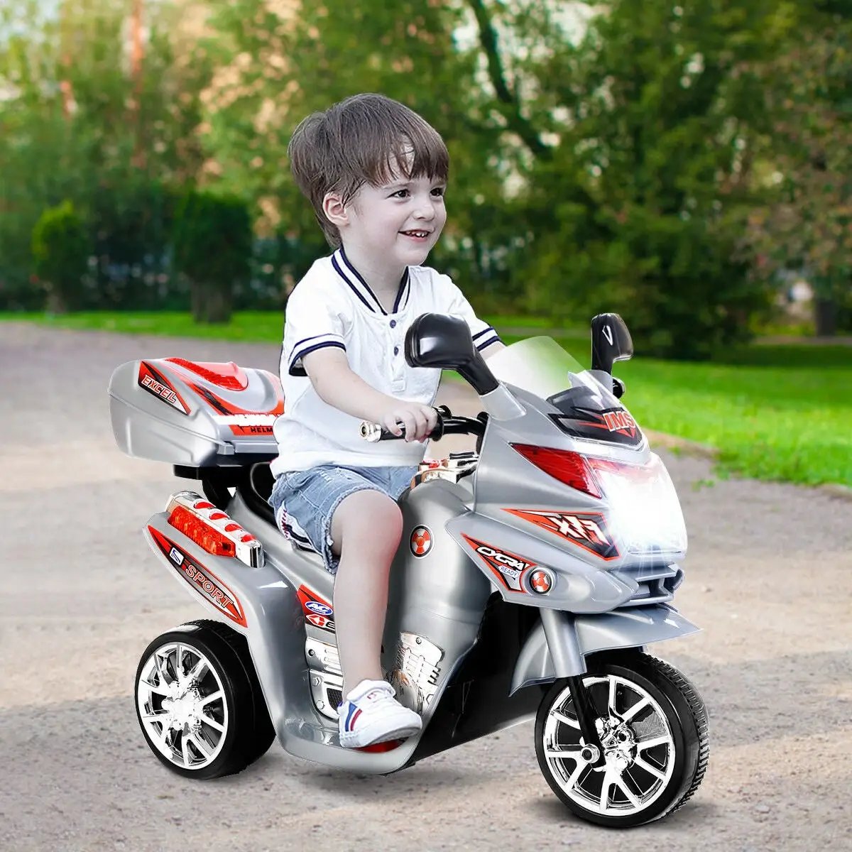 20-day Presell 3 Wheel Kids Ride On Motorcycle 6V Battery Powered Electric Toy Power Bicyle New-Gray by DirectDeals