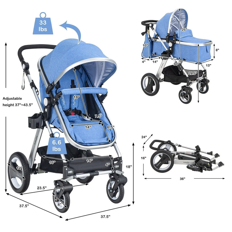 Folding Aluminum Baby Stroller Baby Jogger with Diaper Bag by DirectDeals