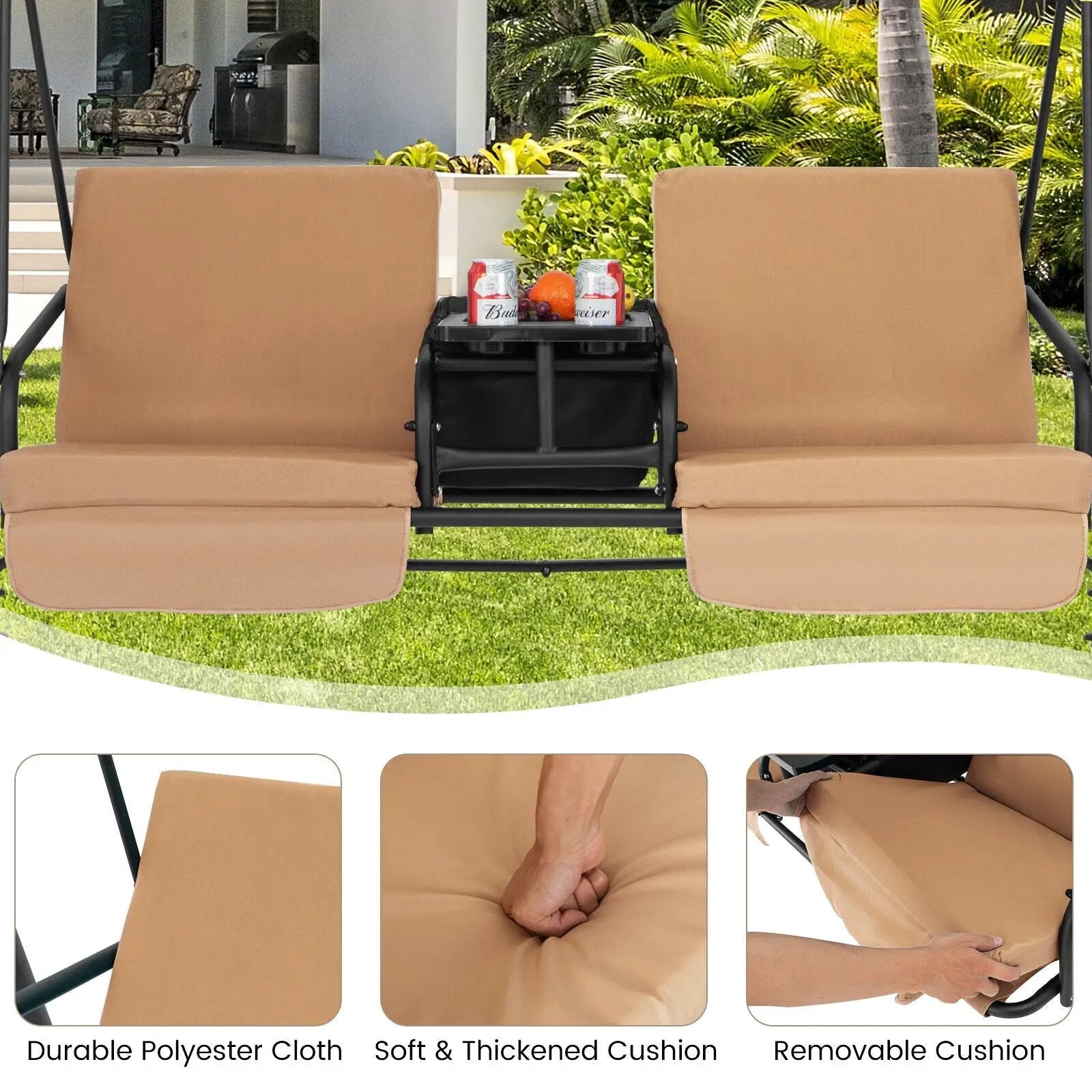 Porch Swing Chair with Adjustable Canopy by DirectDeals