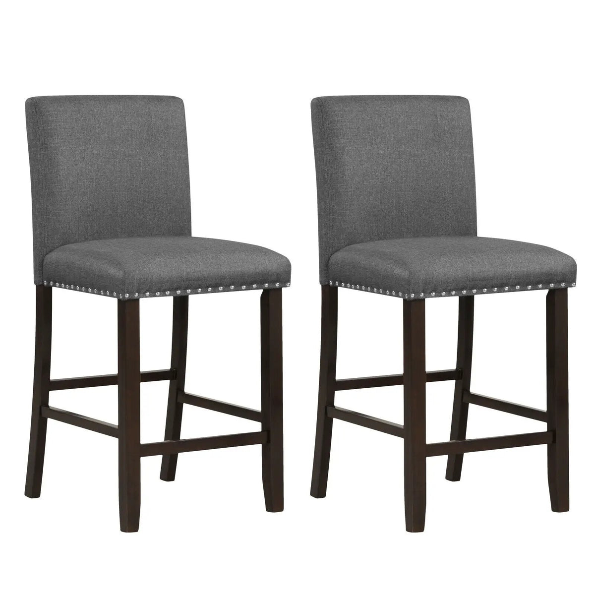 Set of 2 Linen Fabric Bar Stools with Back for Kitchen Island, photo 5 of 16