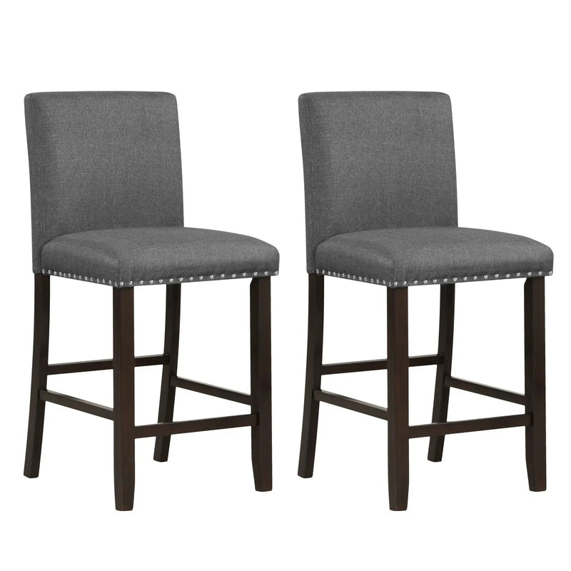Set of 2 Linen Fabric Bar Stools with Back for Kitchen Island by DirectDeals