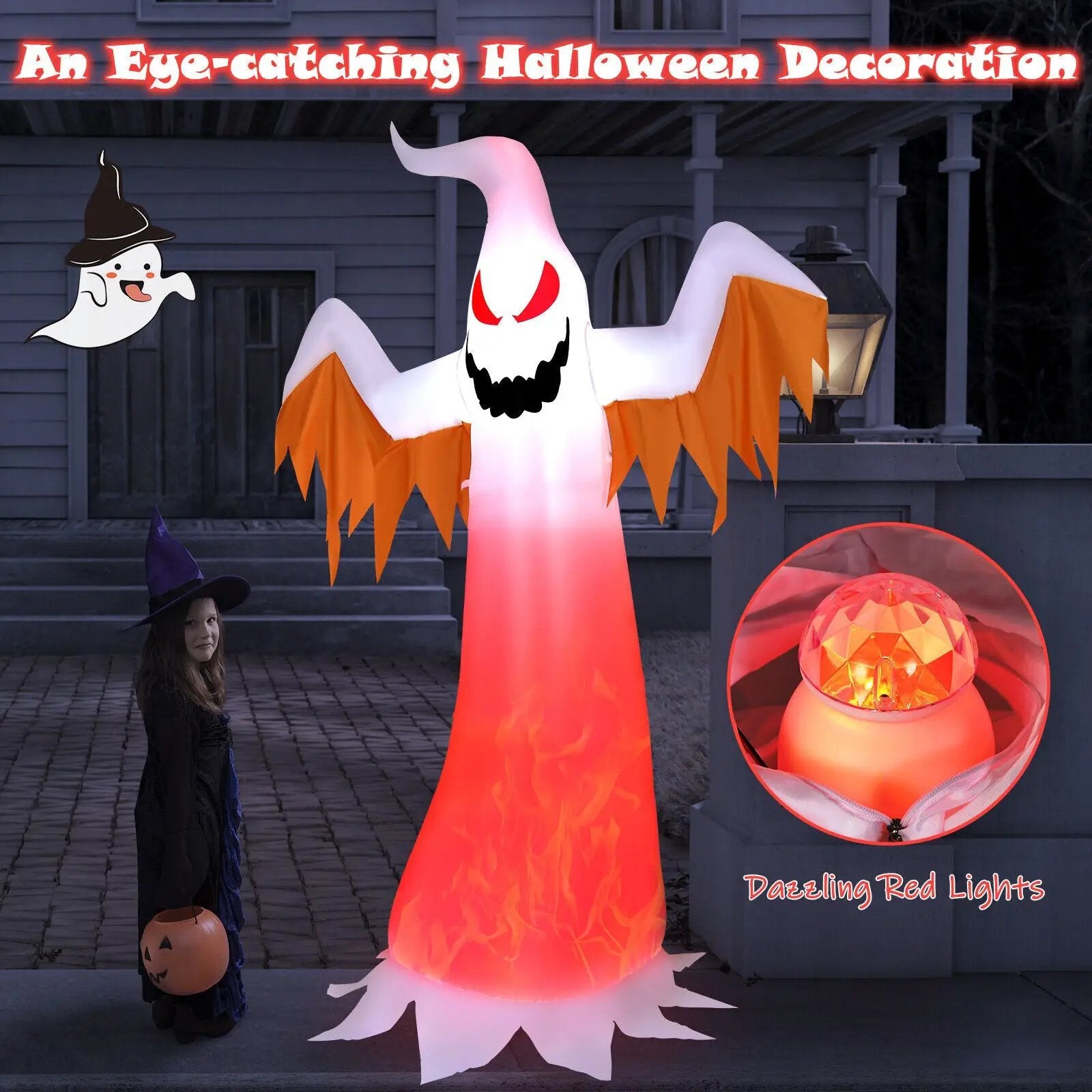 6 Feet Halloween Inflatable Ghost Quick Blow up Halloween D√©cor with LED Lights by DirectDeals
