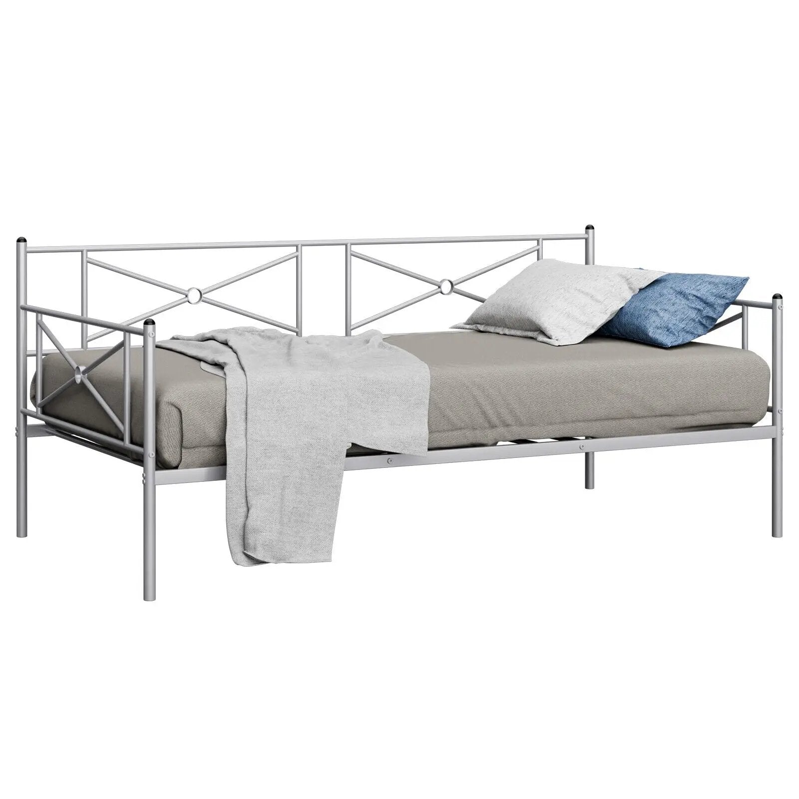 Metal Daybed Twin Bed Frame Stable Steel Slats Sofa Bed by DirectDeals