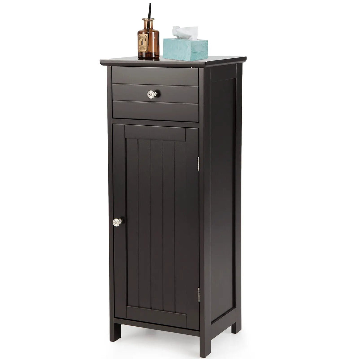 Wooden Bathroom Floor Storage Cabinet with Drawer and Shelf, photo 15 of 32