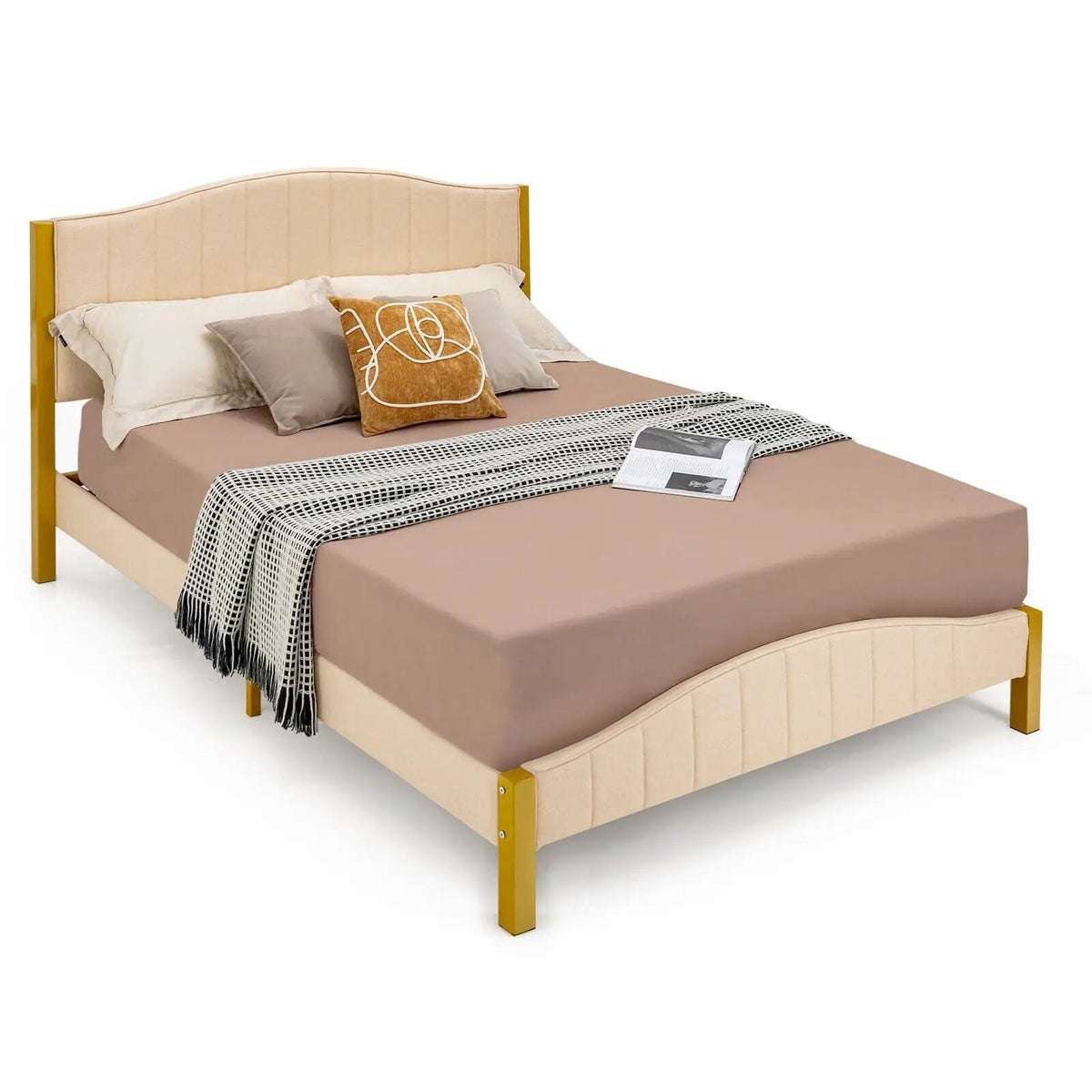 Full/Queen Size Upholstered Bed Frame with Quilted Headboard, photo 8 of 9