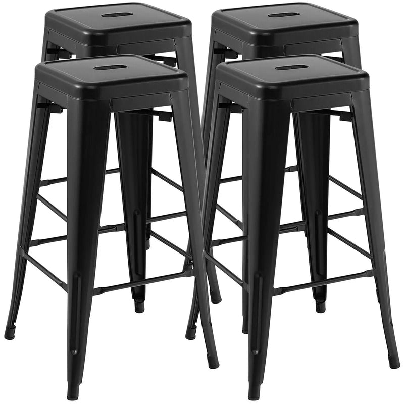 30 Inch Bar Stools Set of 4 with Square Seat and Handling Hole by DirectDeals