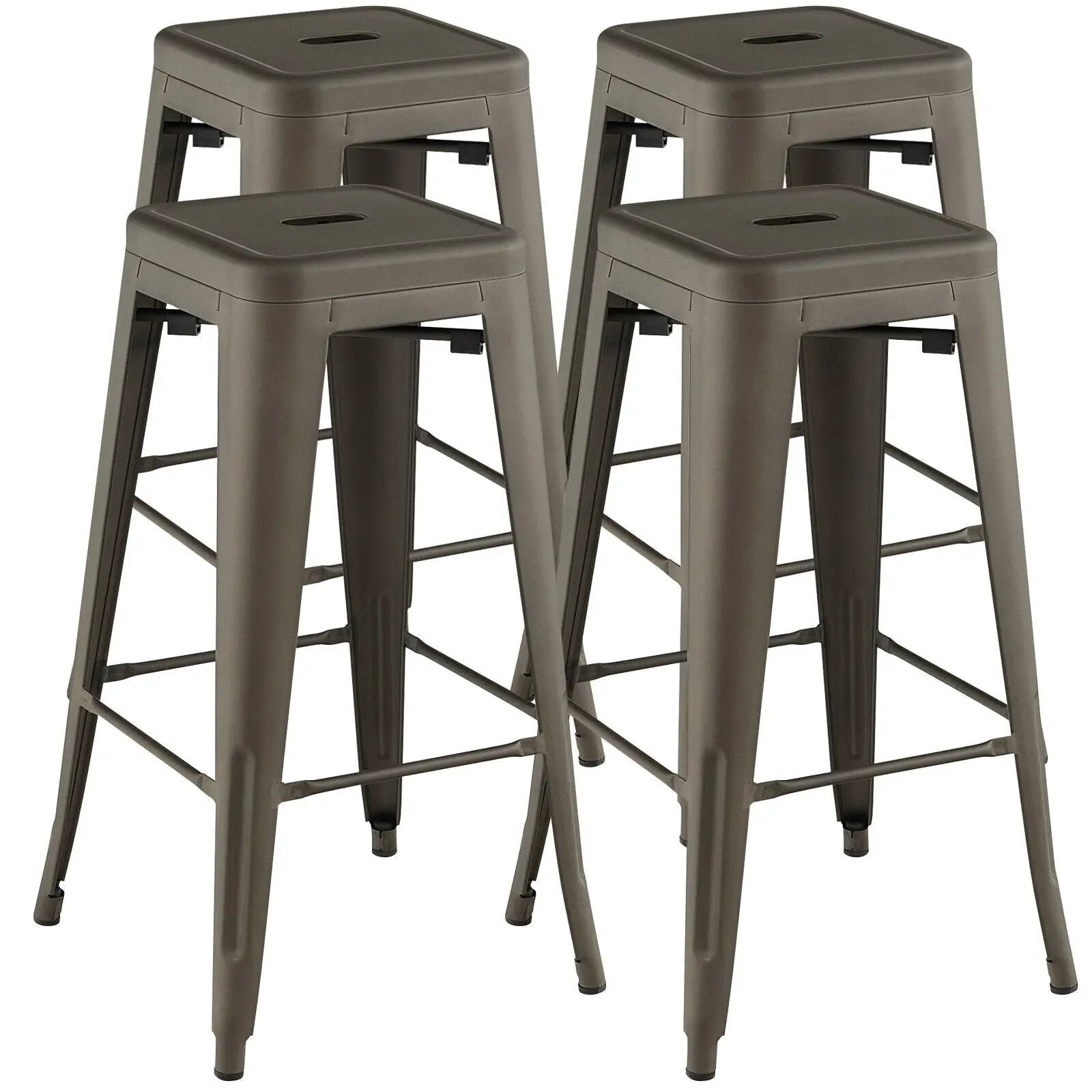 30 Inch Bar Stools Set of 4 with Square Seat and Handling Hole by DirectDeals