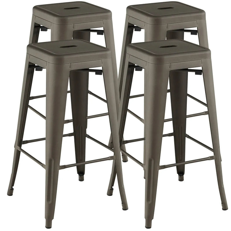30 Inch Bar Stools Set of 4 with Square Seat and Handling Hole by DirectDeals