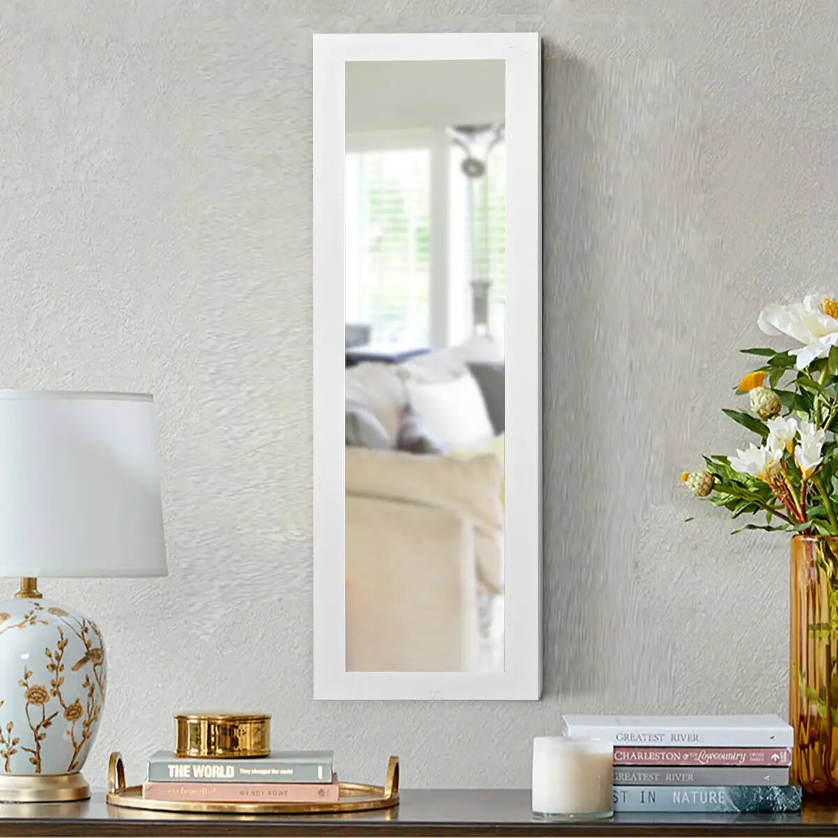 Wall And Door Mirrored Jewelry Cabinet With LED Light by DirectDeals