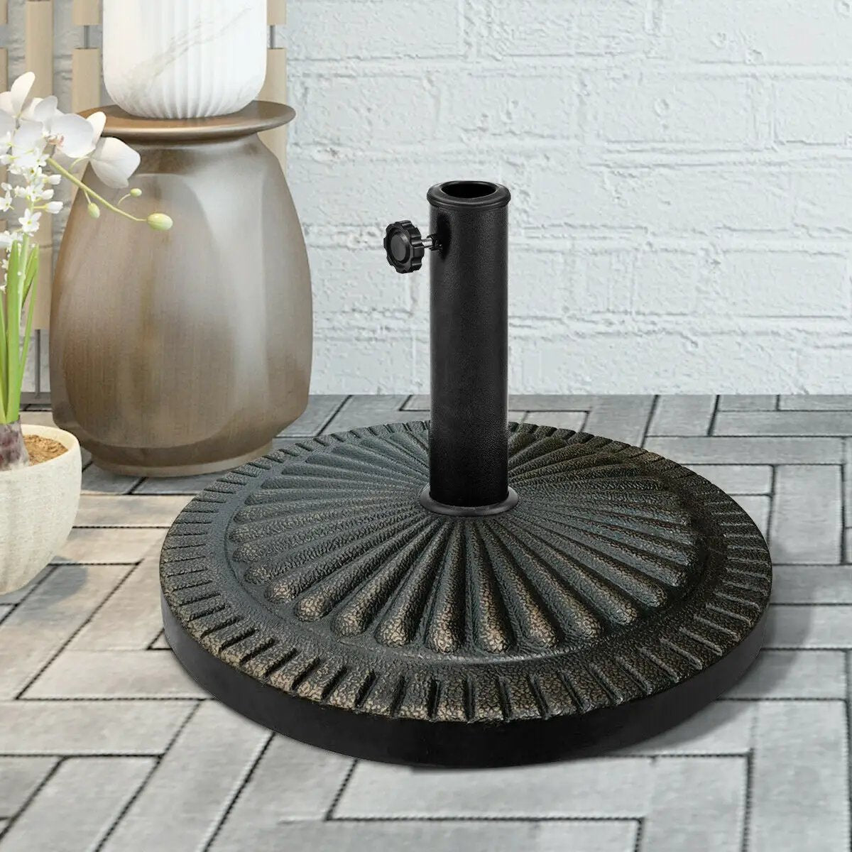 31.5 lbs Market Heavy-Duty Outdoor Stand Bronze Umbrella Base by DirectDeals