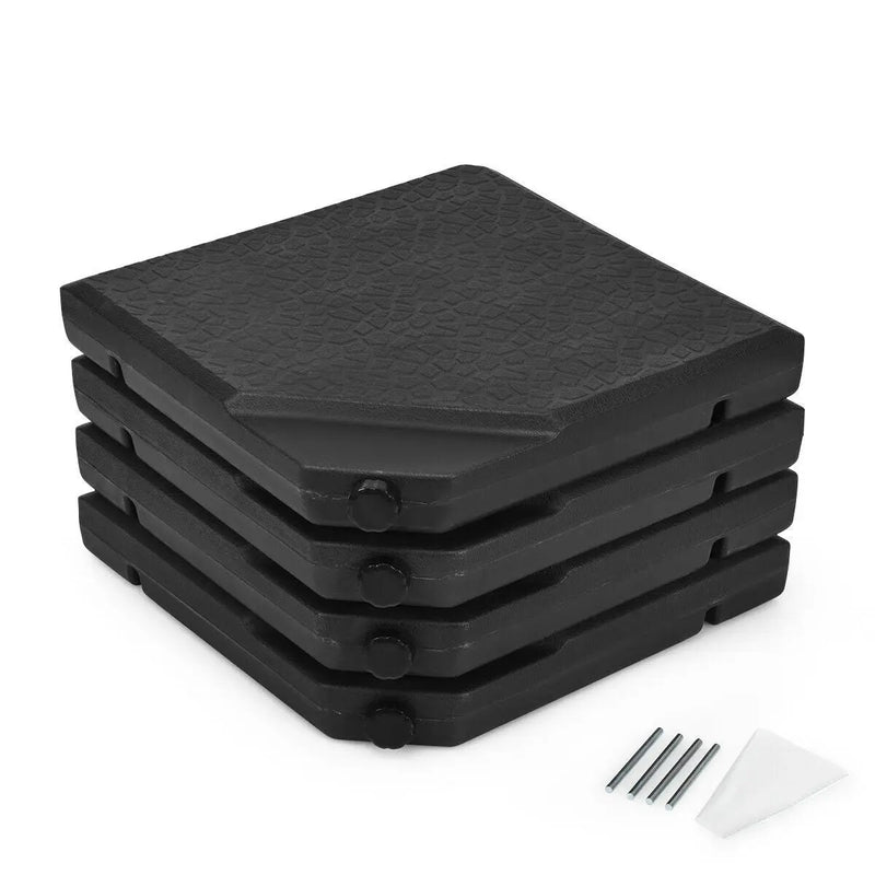 4 Pieces Square Fillable Patio Umbrella Base Set with Handle and Funnel by DirectDeals