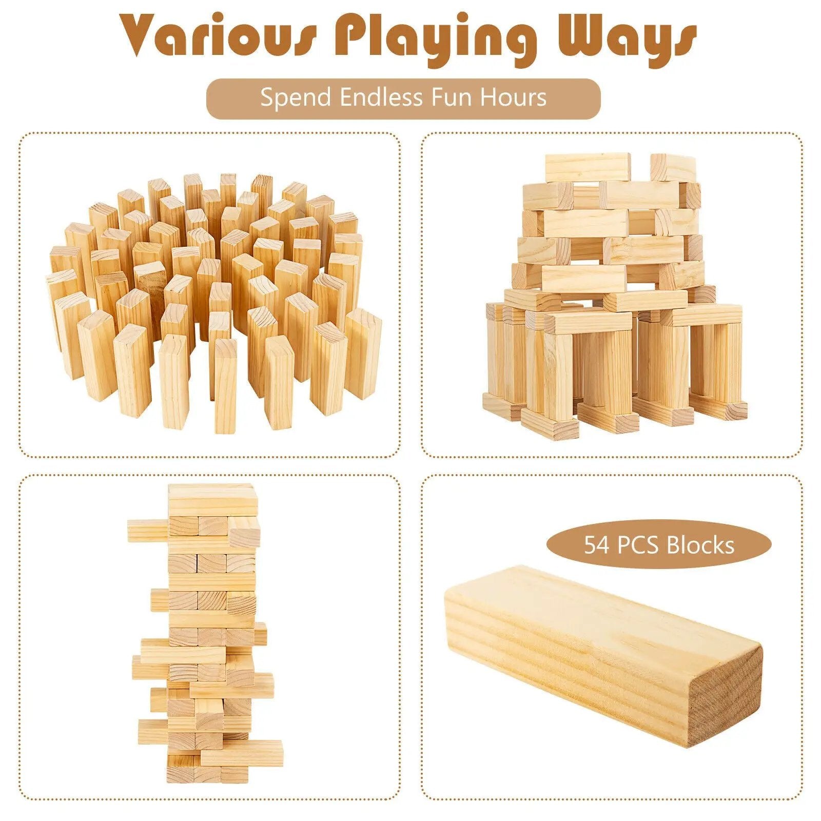 54 Pieces Tumbling Timber Toy with Carrying Bag by DirectDeals