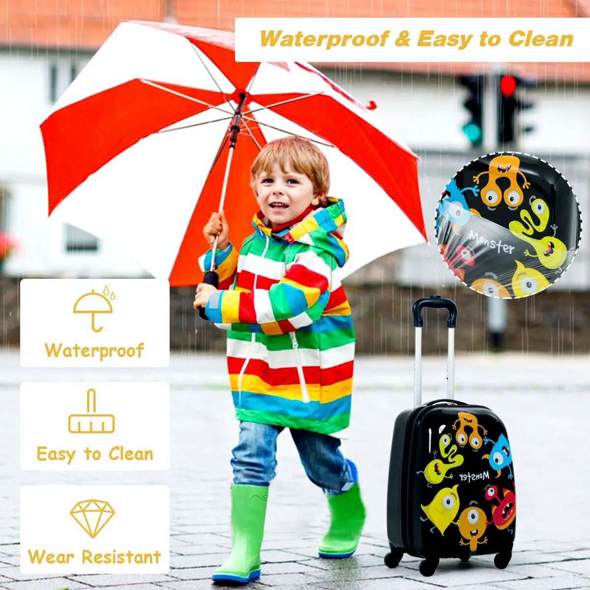 2 Pieces Kids Luggage Set 12 Inch Backpack and 16 Inch Rolling Suitcase by DirectDeals