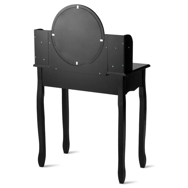 Makeup Vanity Table Set Girls Dressing Table with Drawers Oval Mirror by DirectDeals