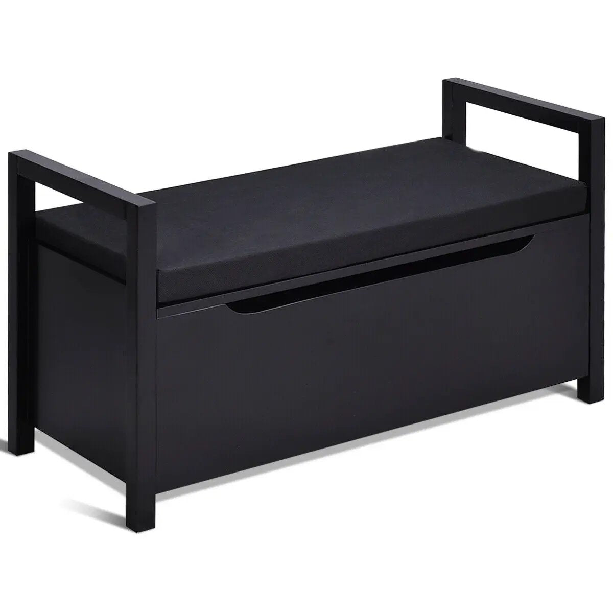 34.5 ×15.5 ×19.5 Inch Shoe Storage Bench with Cushion Seat for Entryway by DirectDeals