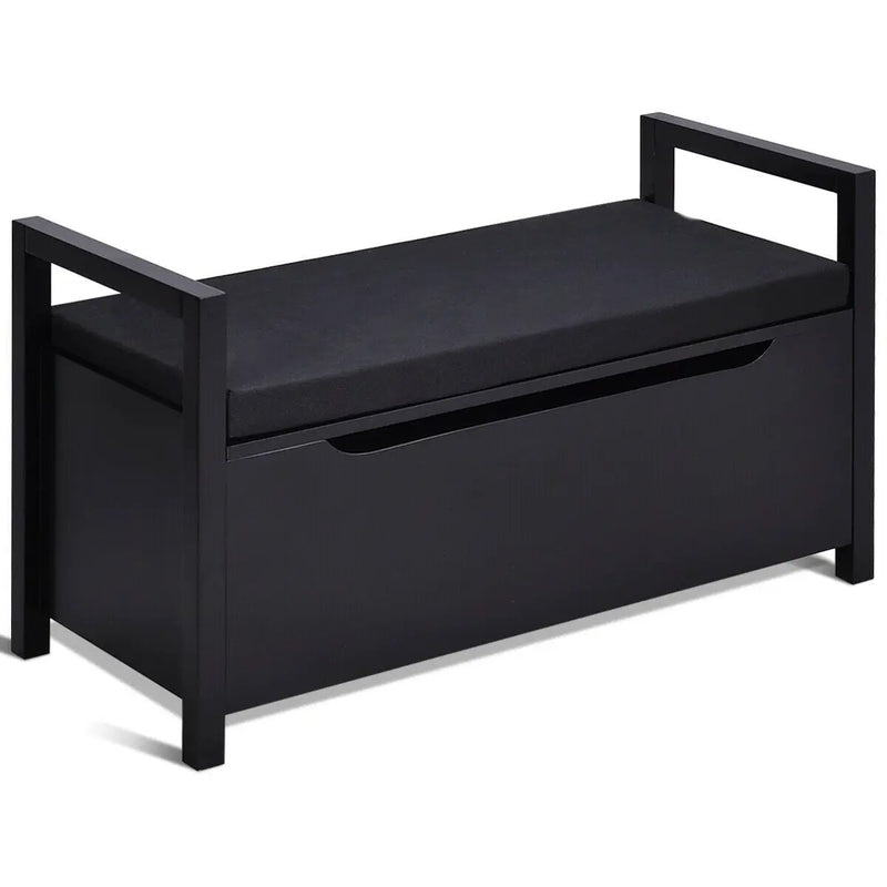 34.5 ×15.5 ×19.5 Inch Shoe Storage Bench with Cushion Seat for Entryway by DirectDeals