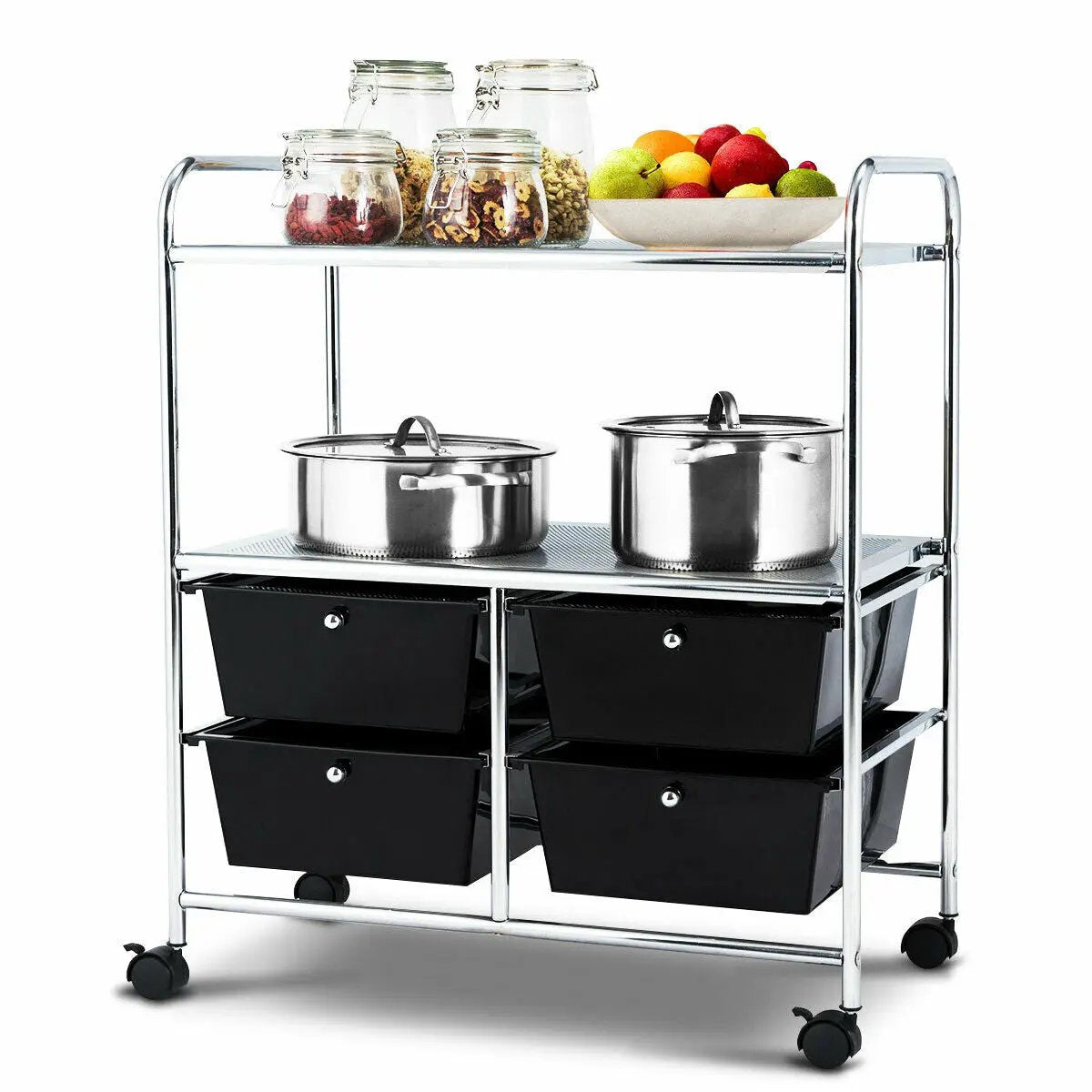 Mobile 4 Drawers Shelves Rolling Storage Cart Rack, photo 9 of 15