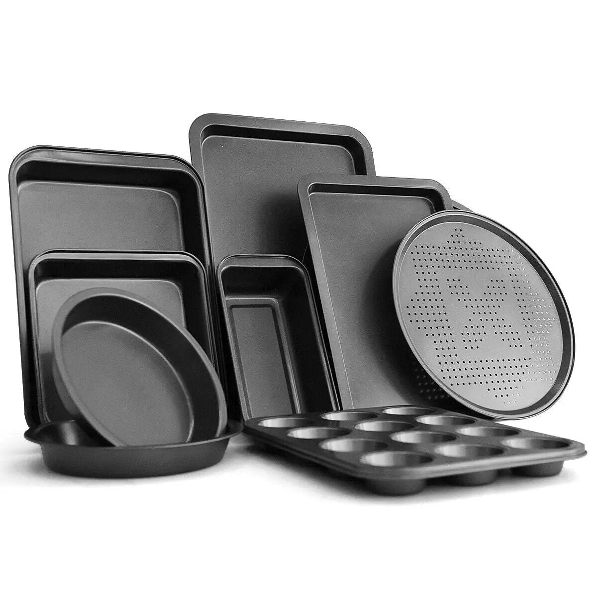 10 Pieces Nonstick Bakeware Set Baking Roasting Cake Pans by DirectDeals