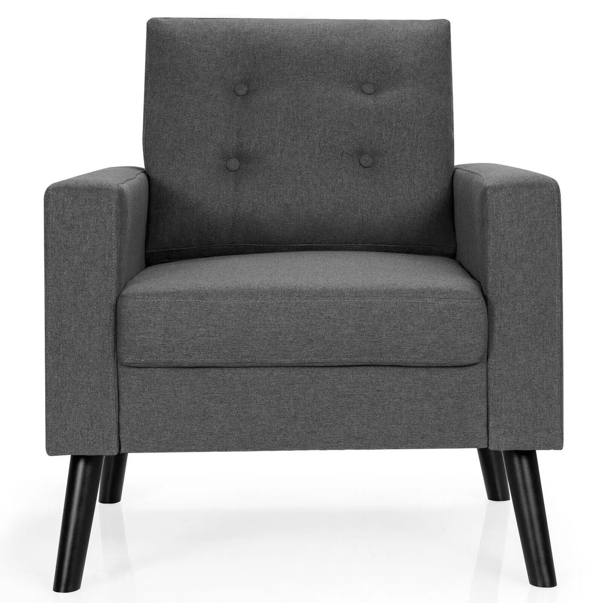 Mid-Century Upholstered Armchair Club Chair with Rubber Wood Legs, photo 6 of 10