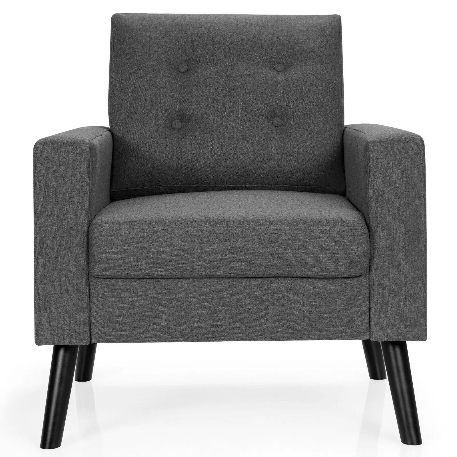 Mid-Century Upholstered Armchair Club Chair with Rubber Wood Legs by DirectDeals