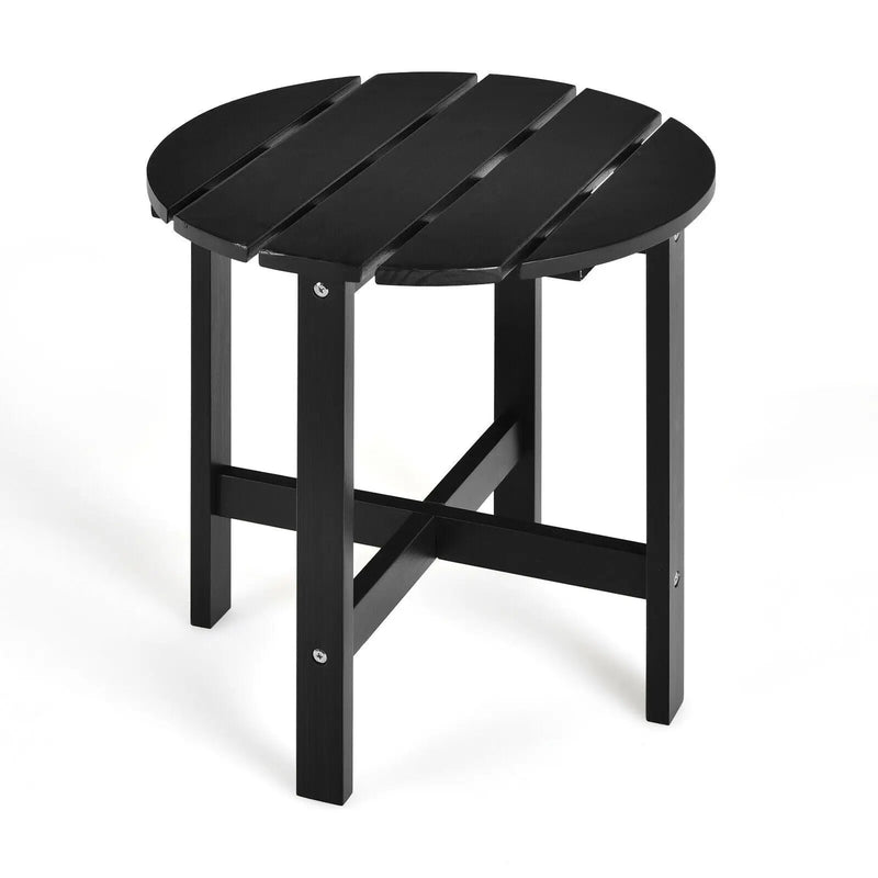 18 Inch Patio Round Side Wooden Slat End Coffee Table for Garden by DirectDeals