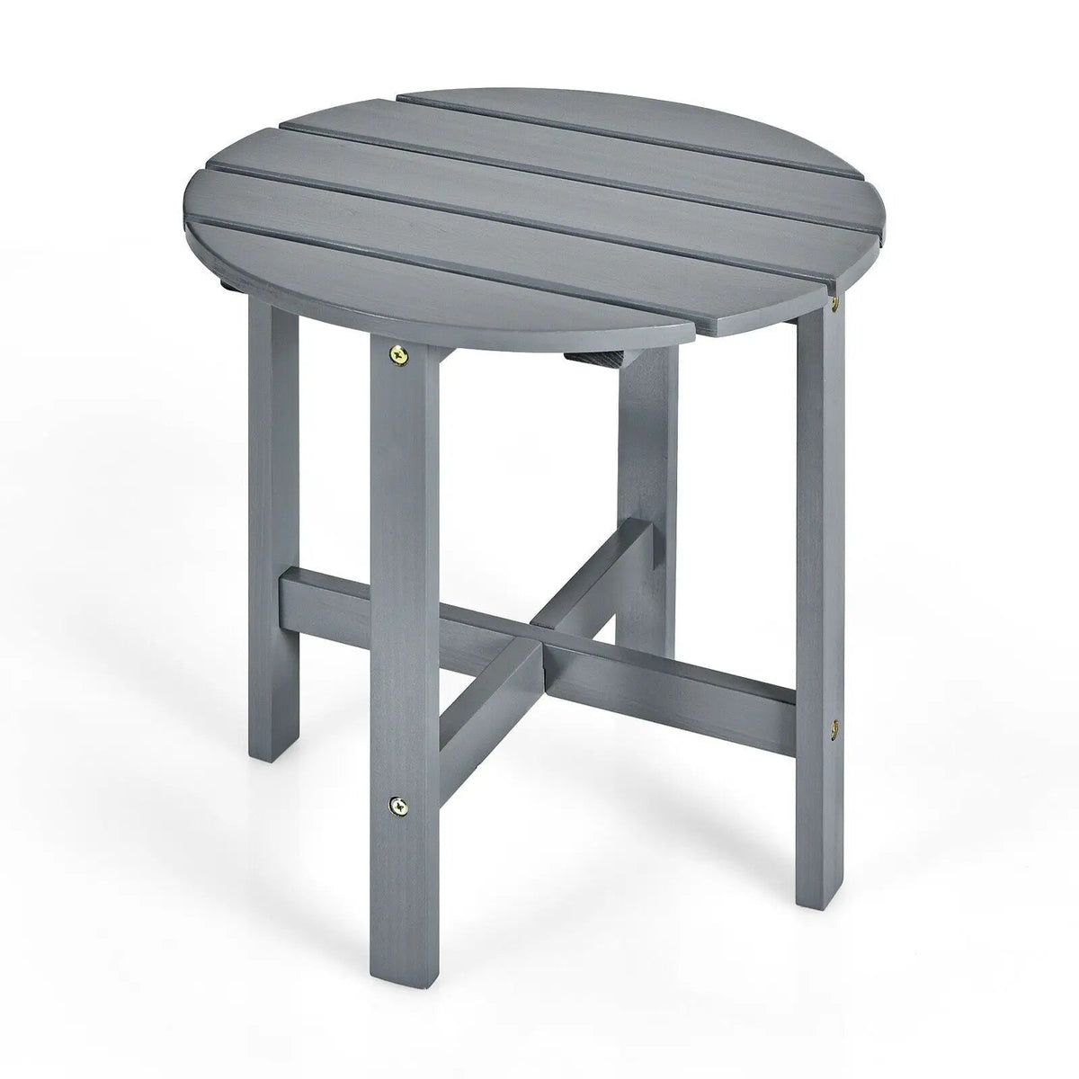 18 Inch Patio Round Side Wooden Slat End Coffee Table for Garden, photo 3 of 8