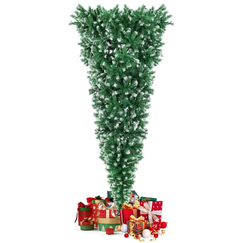 7.5 Feet Pre-Lit Snowy Upside Down Christmas Tree 1100 Tips by DirectDeals