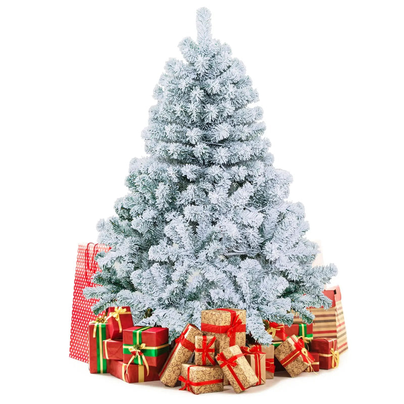 4.5 Feet Pre-Lit Premium Snow Flocked Christmas Tree with 150 Lights by DirectDeals
