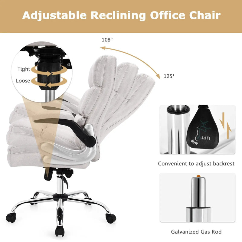 Adjustable Swivel Office Chair with High Back and Flip-up Arm for Home and Office by DirectDeals