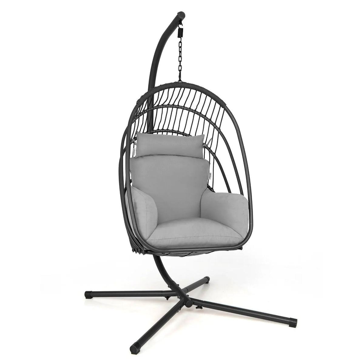 Hanging Folding Egg Chair with Stand Soft Cushion Pillow Swing Hammock, photo 7 of 24